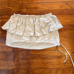Abercrombie & Fitch Ruffle Tube Crop Top Gray Size Small